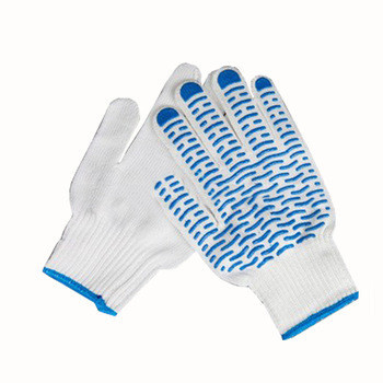 Bleached Cotton with Wavy PVC Dotted Palm Gloves