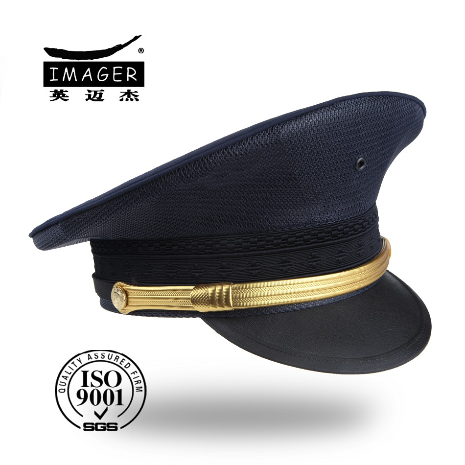 Plain Style Customized Black Military Major Hat with Gold Strap