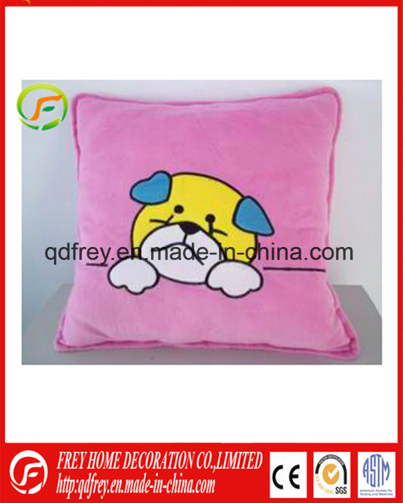 Plush Soft Cushion with Dog Embroidered