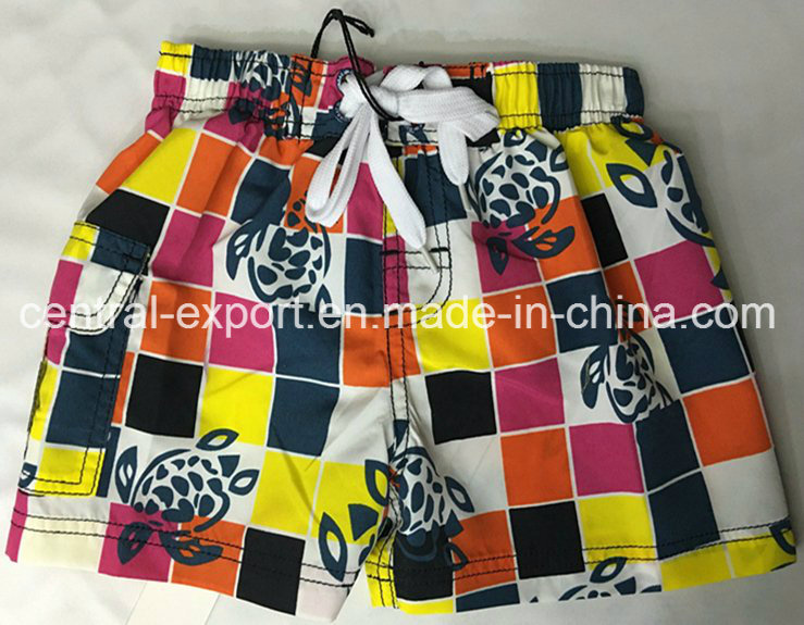 Oeko-Tex Full Elastic Waist Polyester Patterned Children Board Short Swimwear