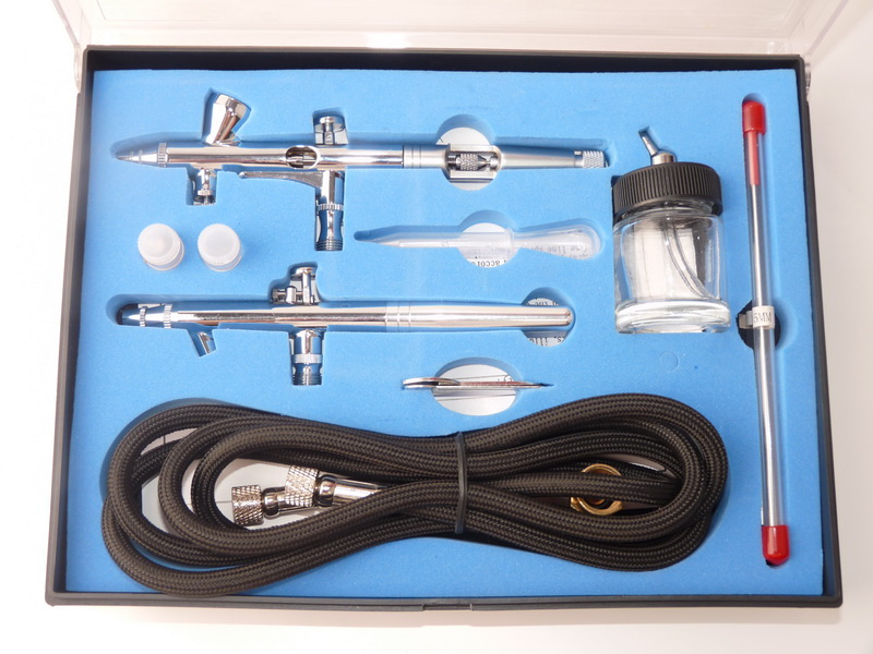 Hseng Dual Action Airbrush Kit with Two Airbrush (HS-280K)