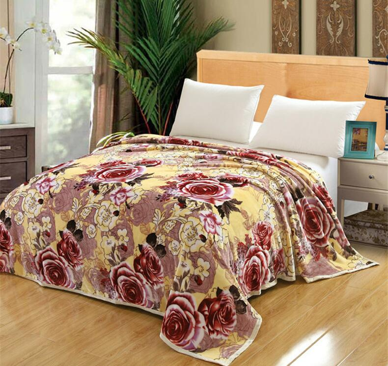 Super Soft Flower Printed Flannel Fleece Blanket, Flannel Fleece Bedding