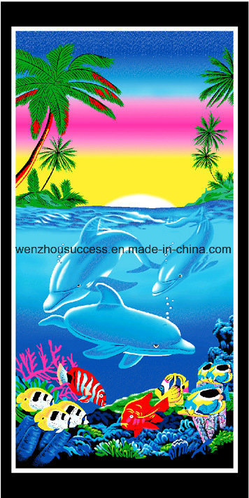 100% Microfiber Reactive Printed Beach Towel, Cotton Towel