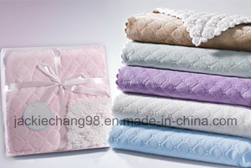 Ultrasonic Embossed Baby Blanket / Micro Mink with Sherpa