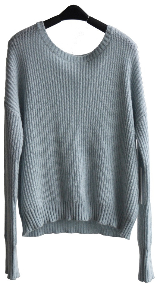 Ladies Round Neck Pure Color Pullover Knitted Sweater