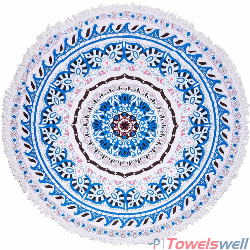 Printing Microfiber Round Beach Towel (Cerulean Reef)
