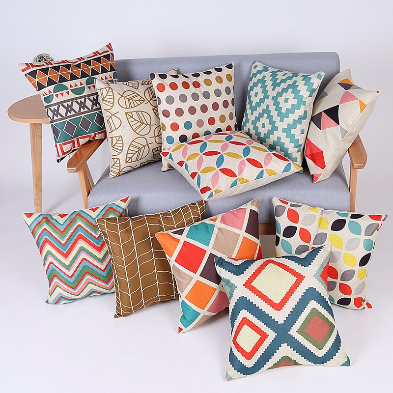 Digital Print Decorative Cushion/Pillow with Geometric Pattern (MX-61)