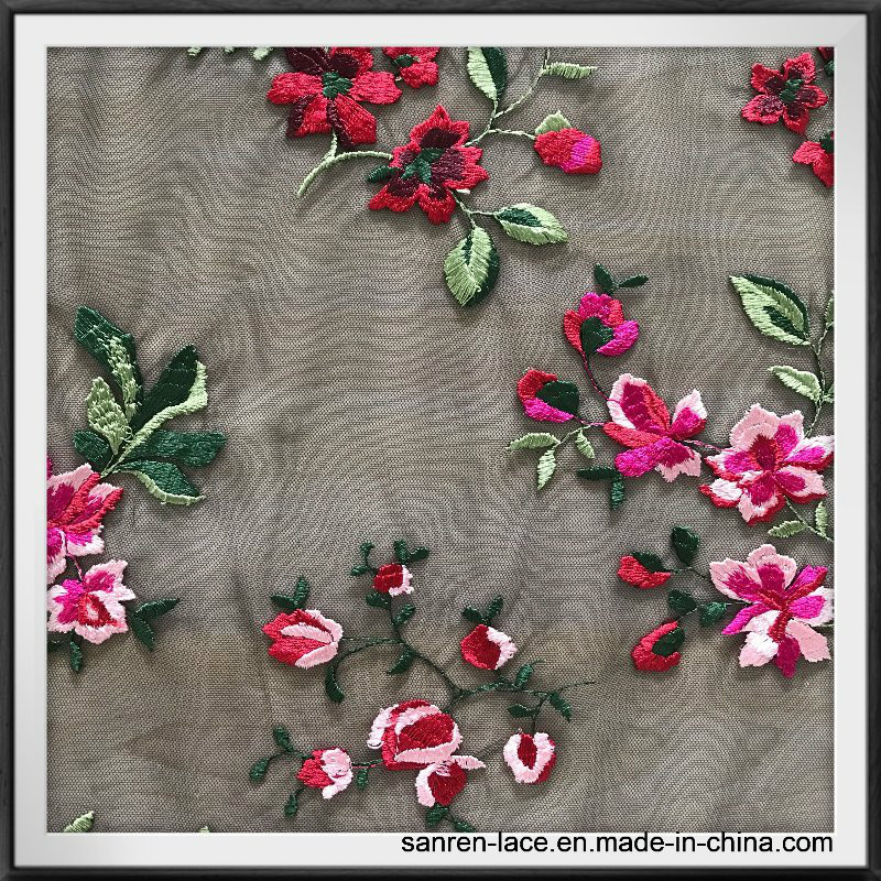 Lively Floral Embroideried Lace Multicolor Mesh Embroidery Lace