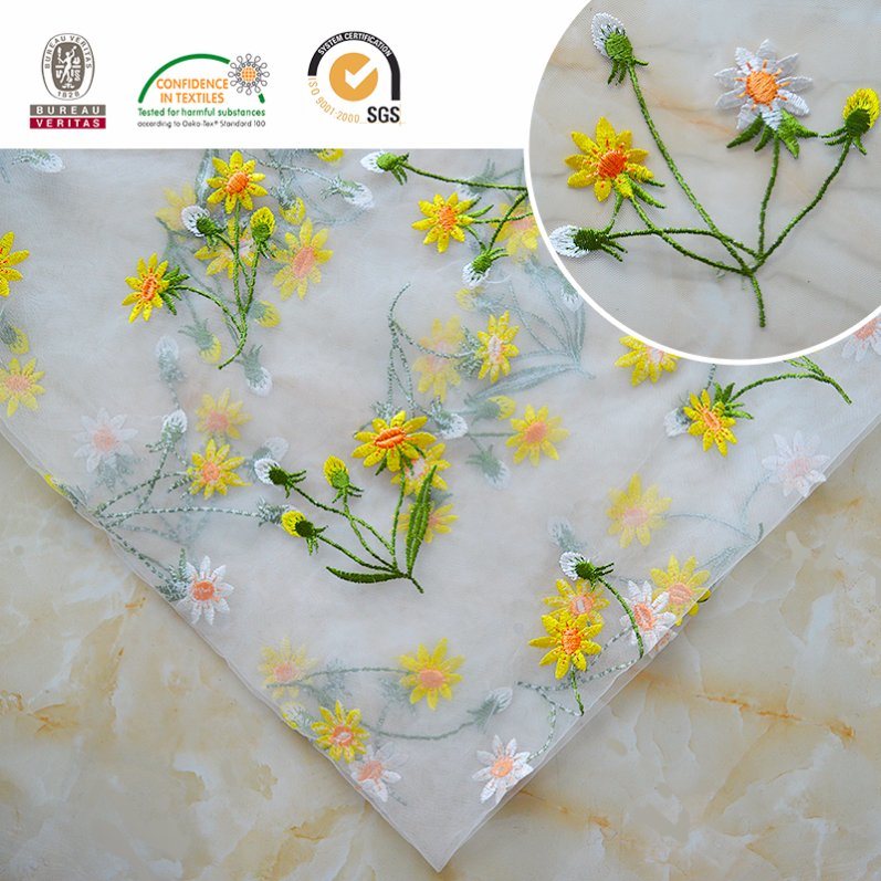 Countryside Romantic Embroidery Lace Fabric, Hot Sell for Wedding and Daily Dressc10022