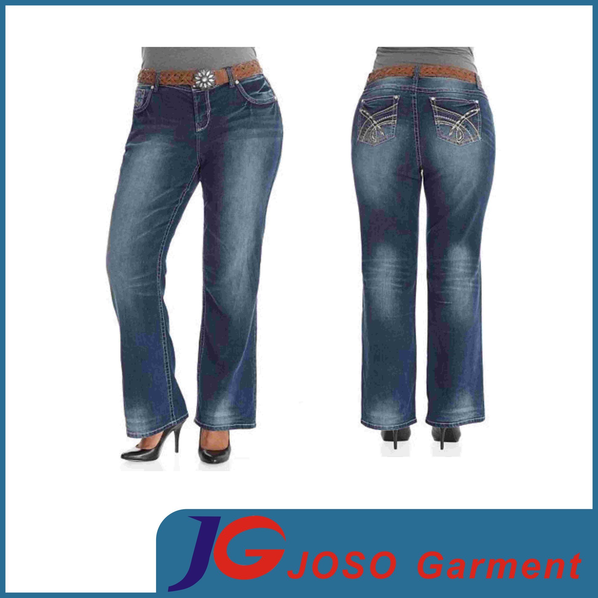 Plus Size Straight Jeans Fat Women Trousers (JC1371)