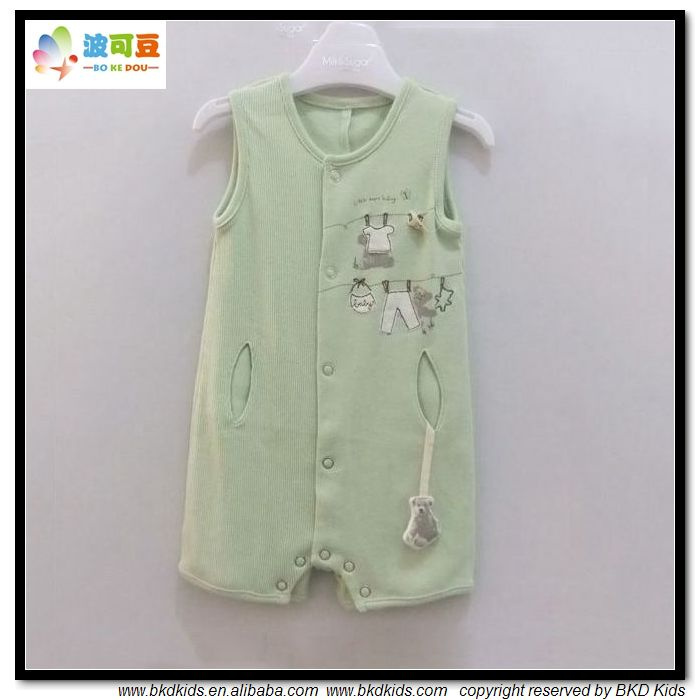 Sleeveless Style Baby Wear Custom Size Baby Garment Playsuit