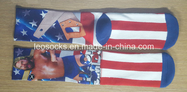 Men Sublimation Basketball Socks with Printing Design