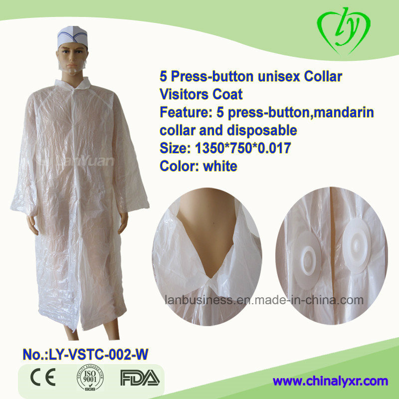 5 Press-Button Unisex Collar Visitors Coat