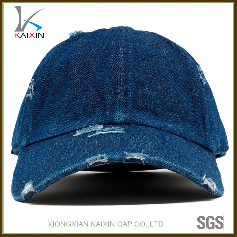 2017 Wholesale Custom Distressed Denim Embroidery Men Dad Caps Hats