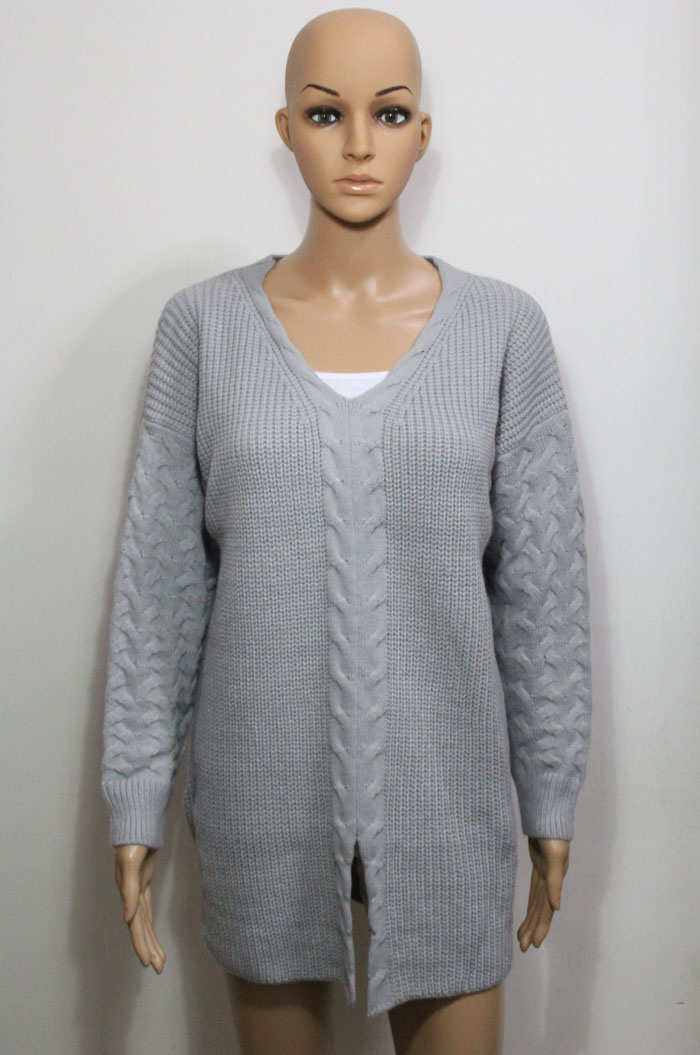 Lady Fashion Acrylic Knitted Pullover Sweater in Twist Design (YKY2003)