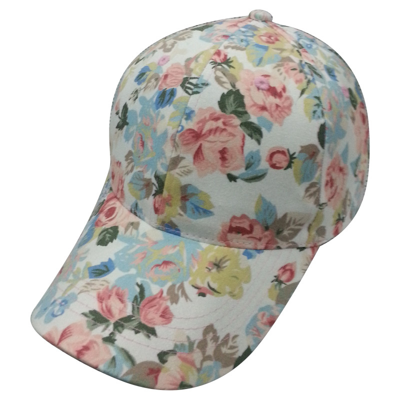 6 Panel Baseball Cap with Floral Fabric Bb112