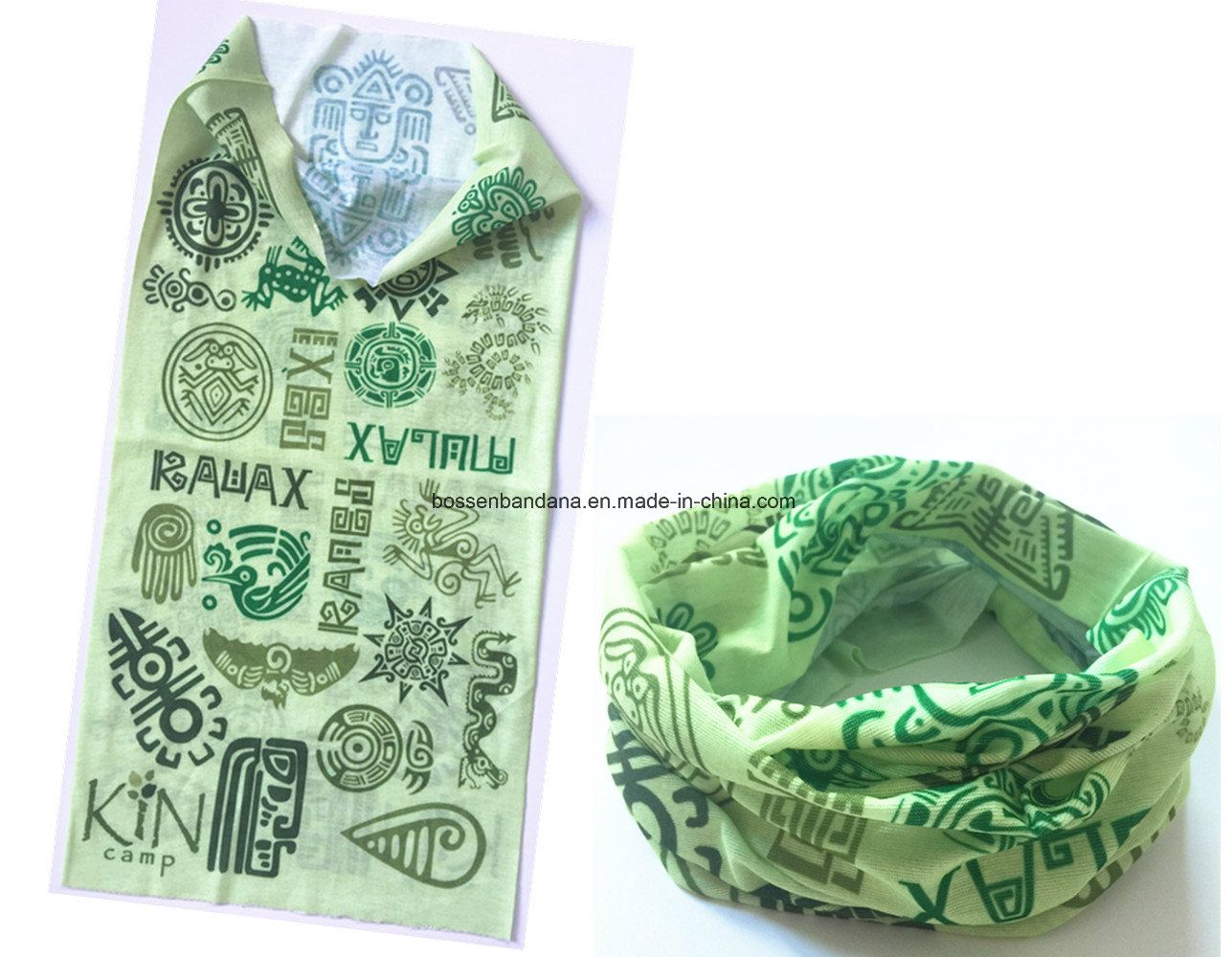 China Factory Produce Customized Black Logo White Polyester Seamless Tube Scarf