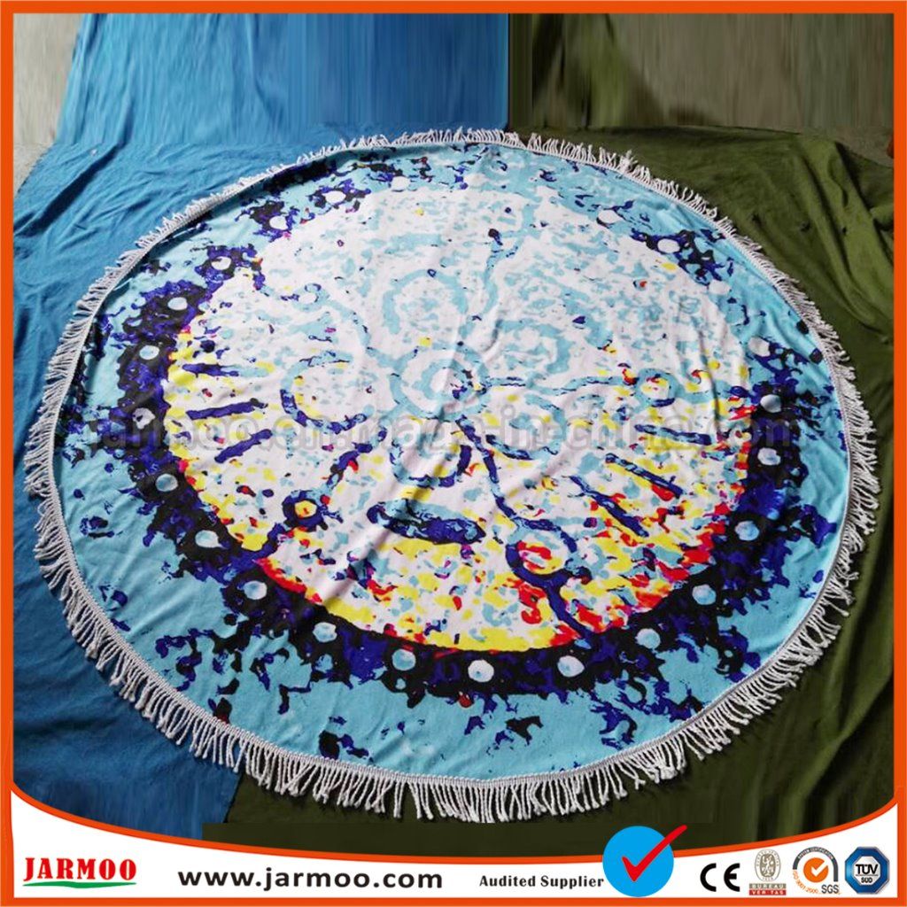 Custom Promotion 150cm Diameter Microfiber Printed Round Beach Towel