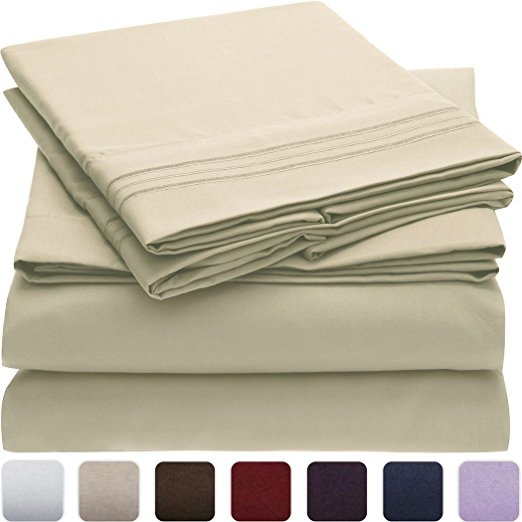 Comfortable Embroidery Brushed Microfiber Bed Sheet Set