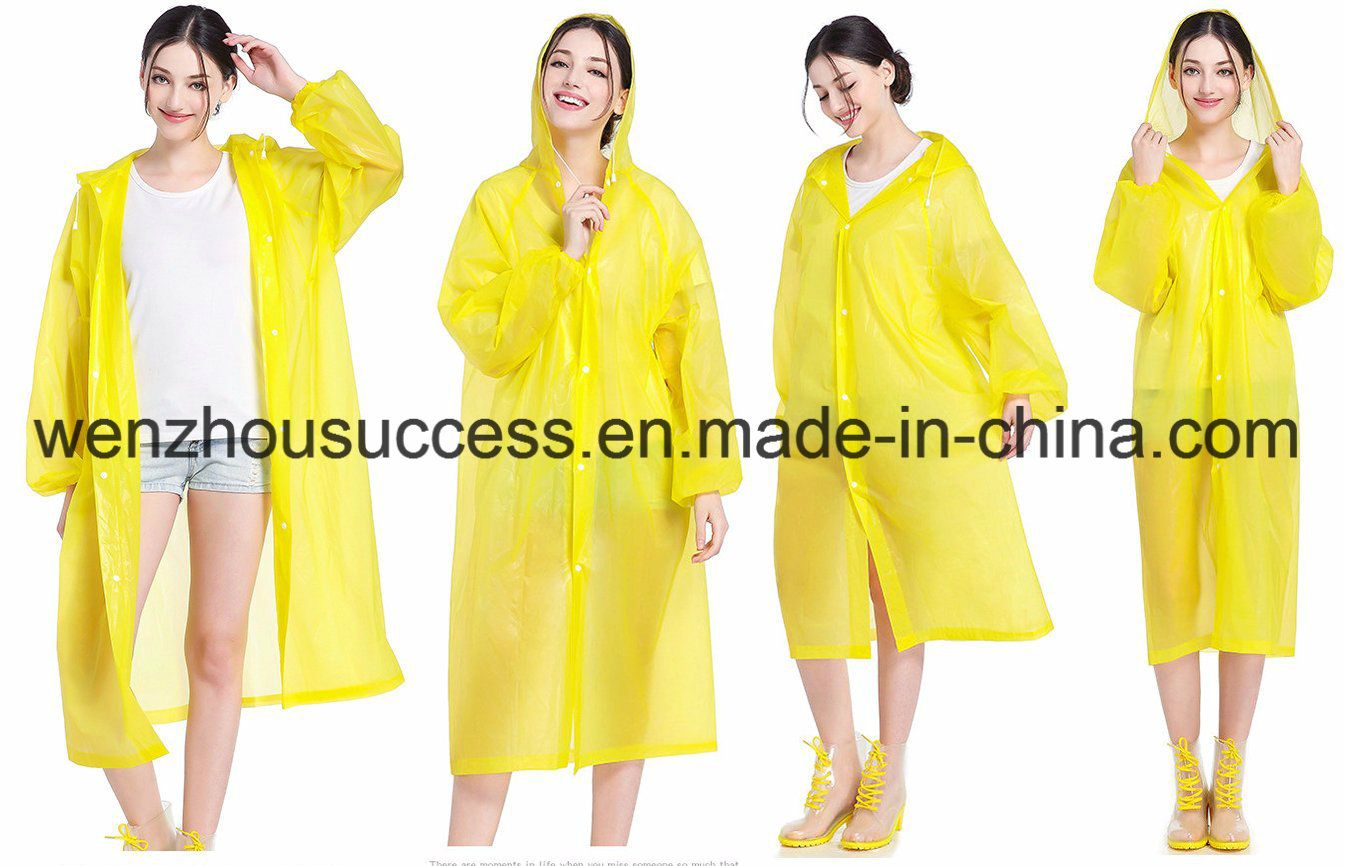 Waterproof 100% Polyester PVC Coating Reusable/Foldable Rain Poncho