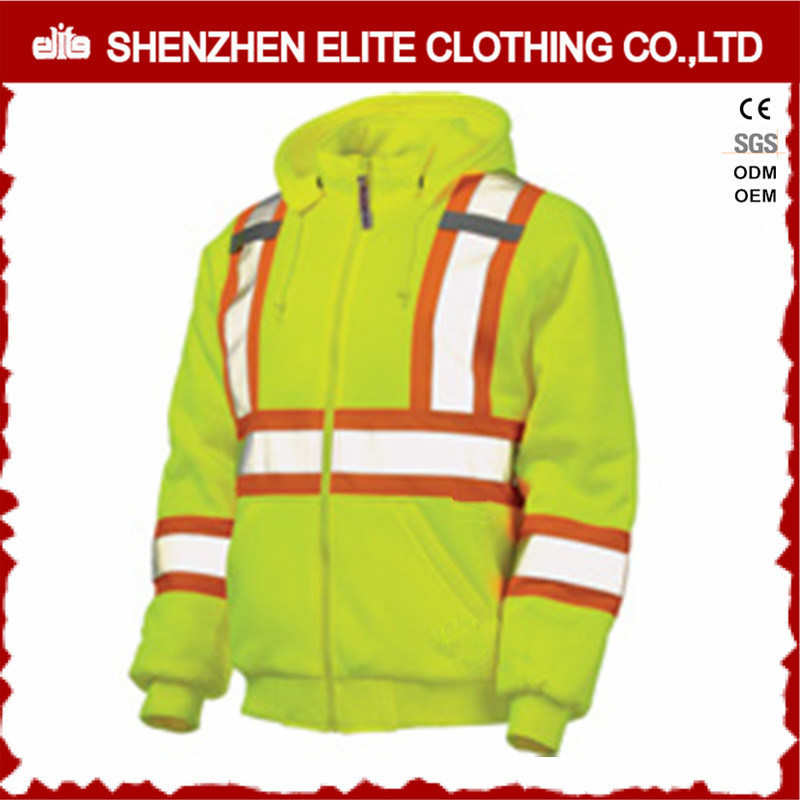Men Yelllow High Vis Safety Workwear Reflective Fleece Jacket (ELTSJI-27)