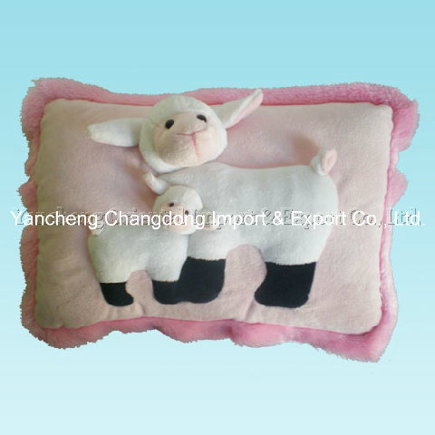 Plush Sheep Cushion with Animal Head