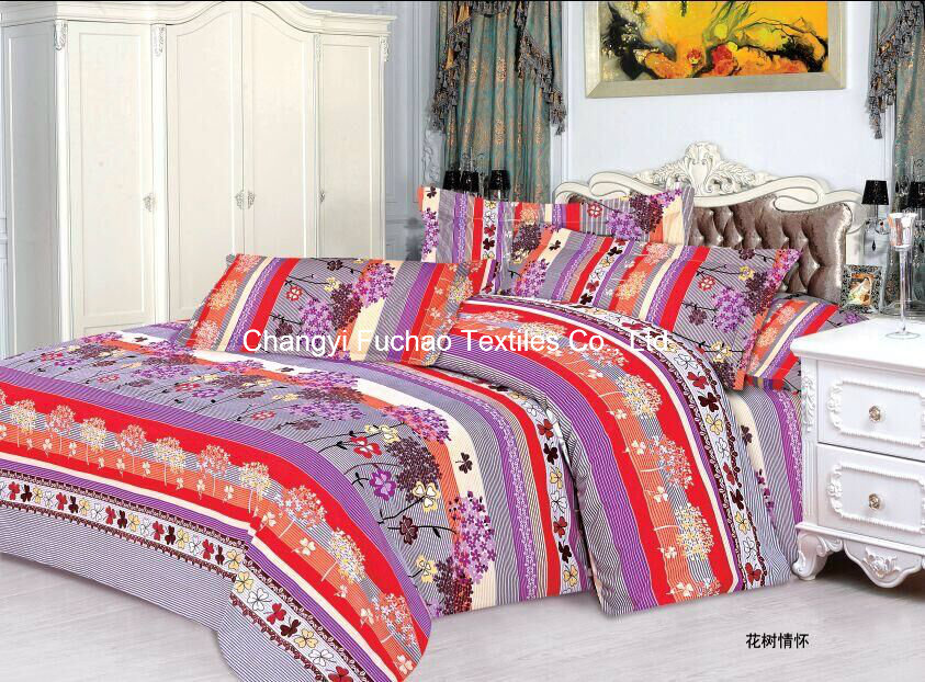 Poly/Cotton Printed Full Fitted Bedspread Patchwork Bedding Set