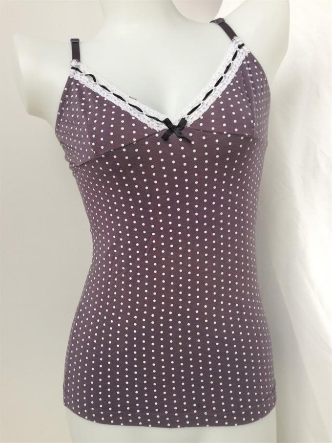 Good Quality Shoulder-Straped Dots Cotton Camisole for Ladies
