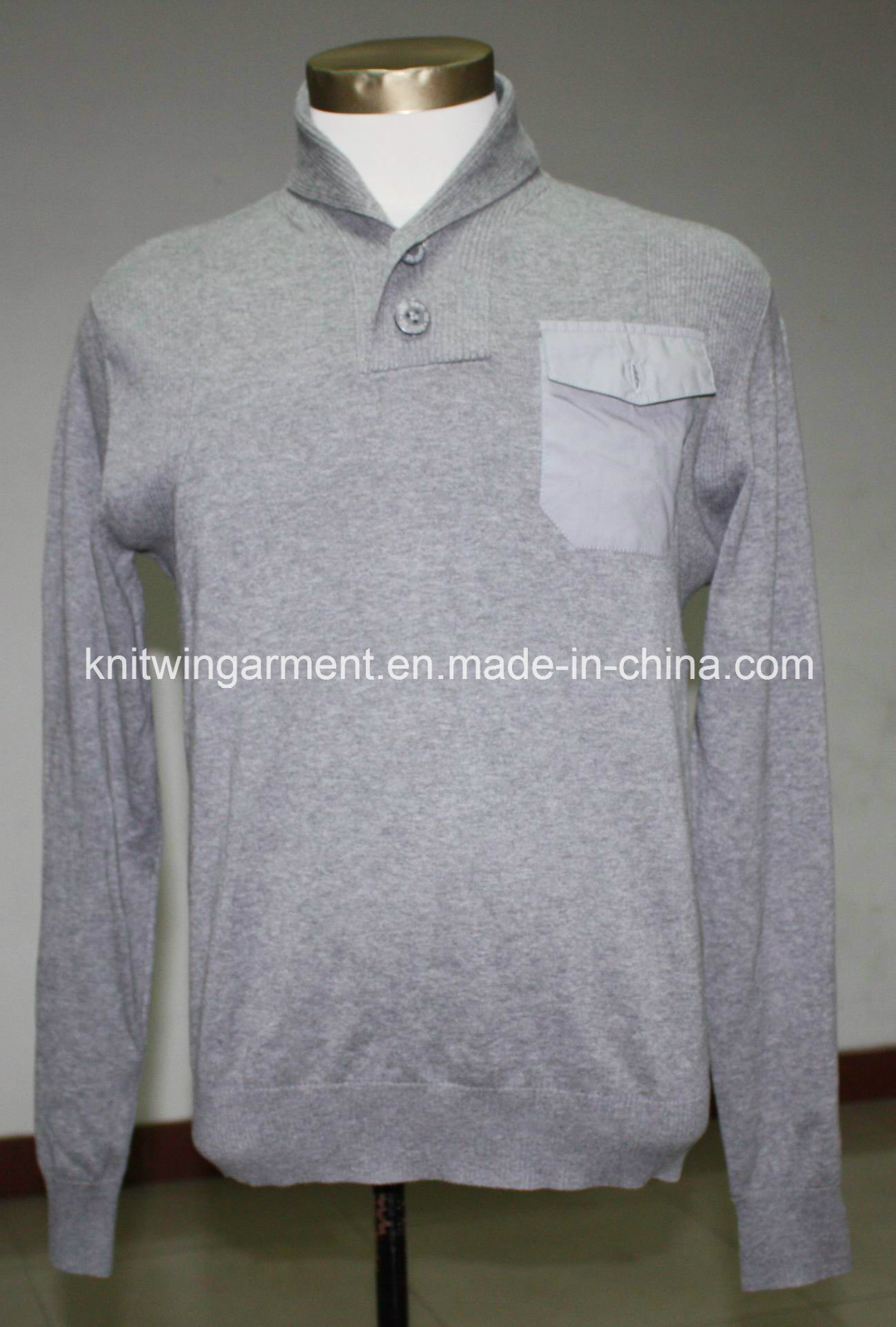 Men Knitted Shawl Neck Casual Wear with Buttons (KH10-500)