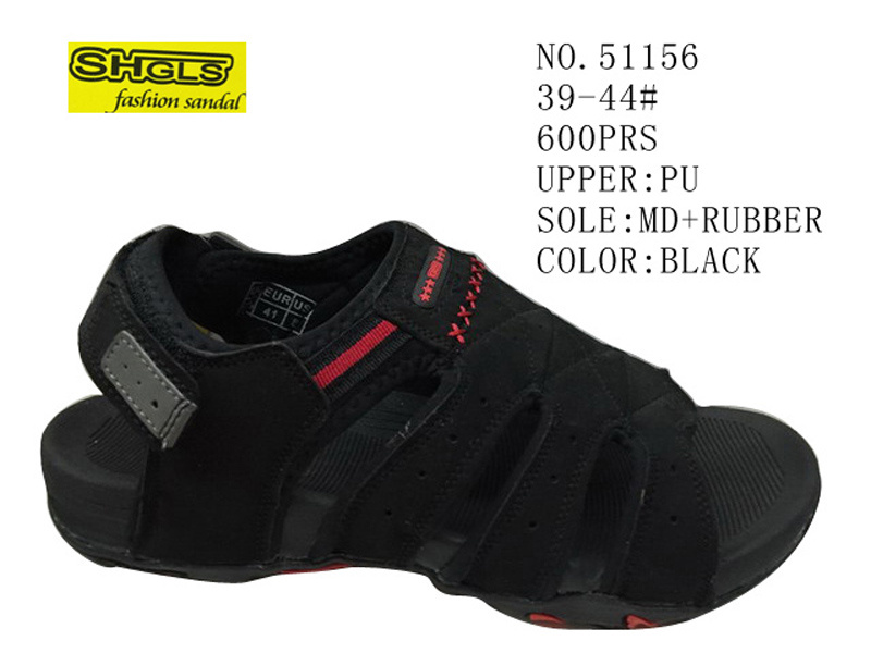 Black Color PU Men Size Sandal