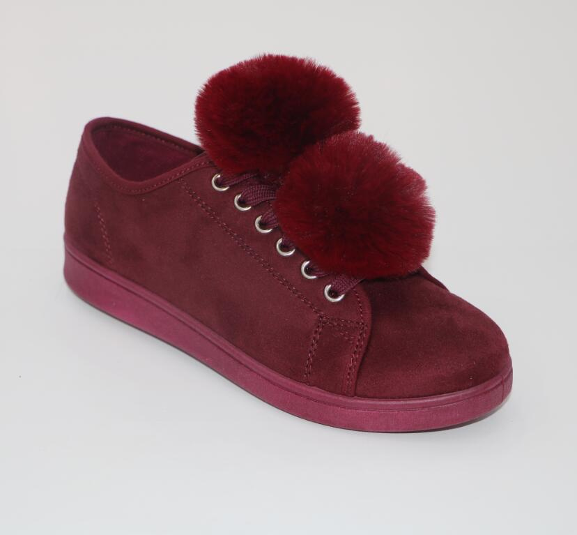 New Fashion Fuzzy Ball Women Shoes Sports Running Sneakers