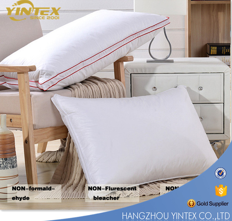 Luxury Pillow 70%Duck Feather 30%Down Pillow Inner Cotton Pillow Case with Piping