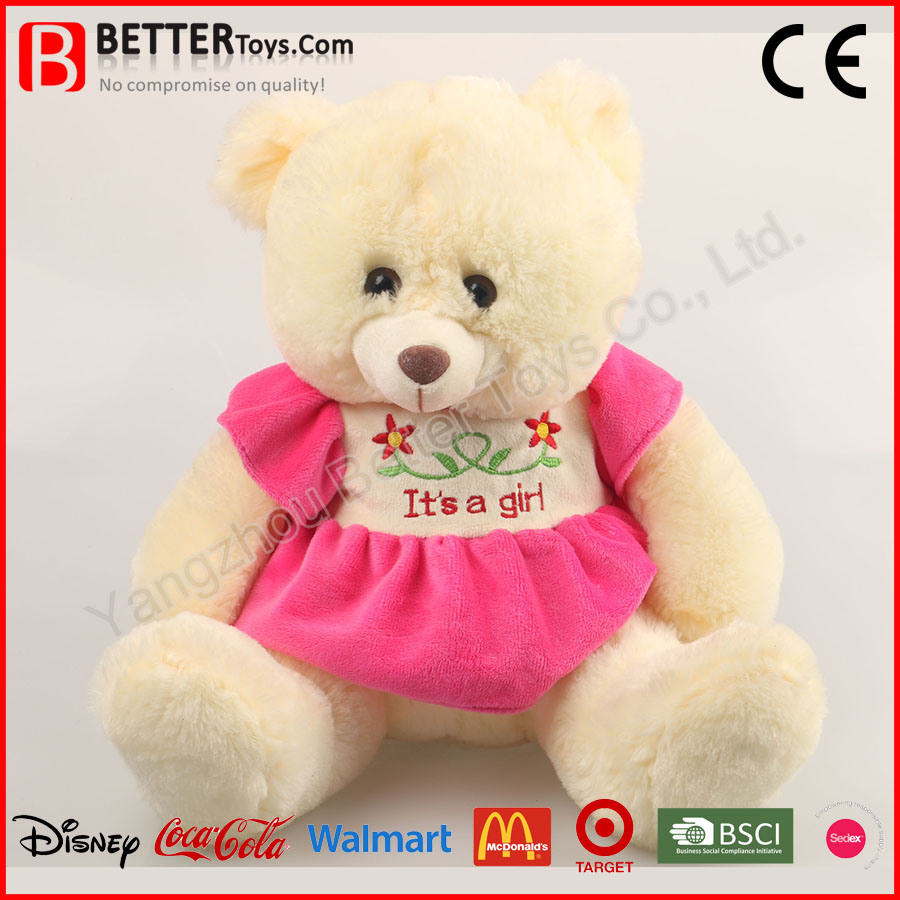 Plush Toy Super Soft Stuffed Animal Teddy Bear in Dress for Baby Girl