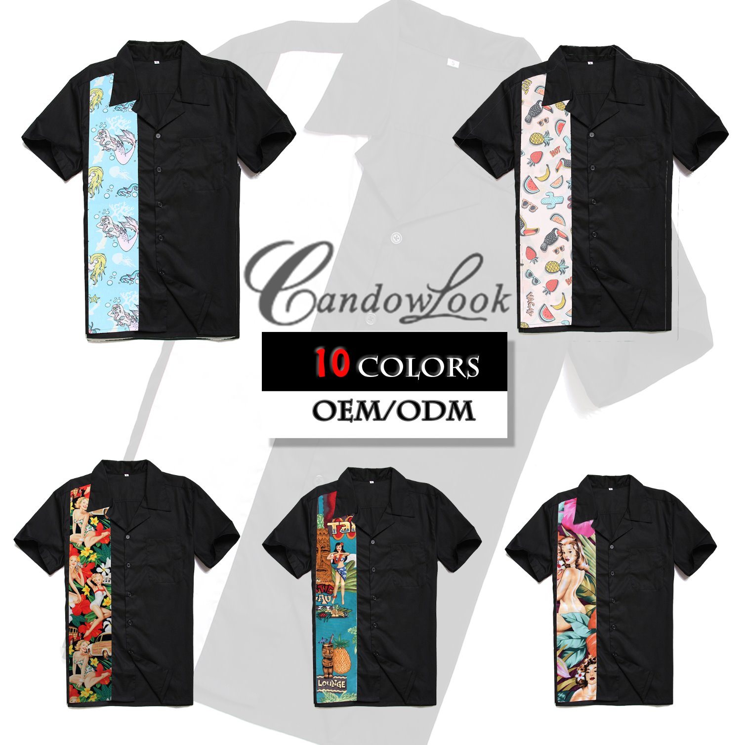 New Pattern Black Hawaiian Shirts Cotton Custom Mens Clothes