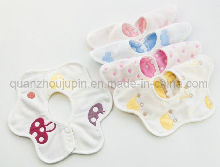 OEM Adjustable Surrounding Double Button Cotton Baby Apron Pinafore Bib