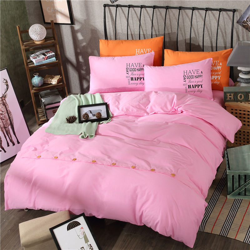 Plain Patchwork Home Textile 100 Cotton Bedding Set