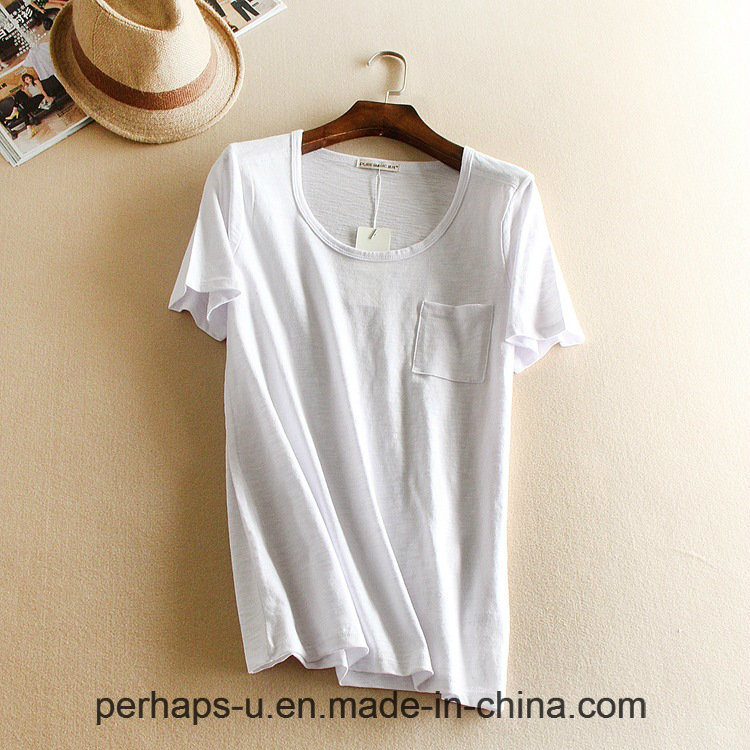 High Quality Women Clothes Loose Pure Color Cotton T-Shirt