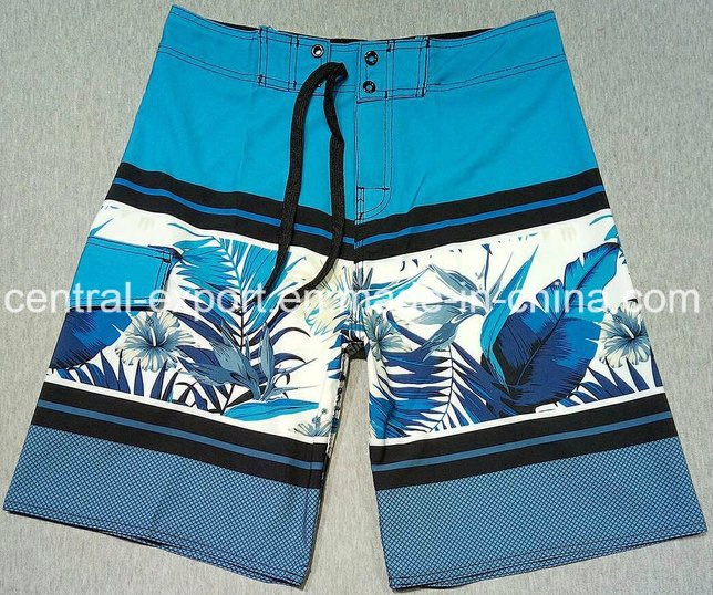 Oeko-Tex Flat Waist Polyester Patterned Men Board Short Swimwear