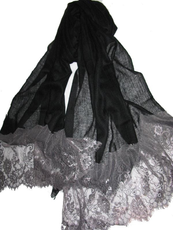 Best Quality Cashmere Wool Lace Trim Shawl