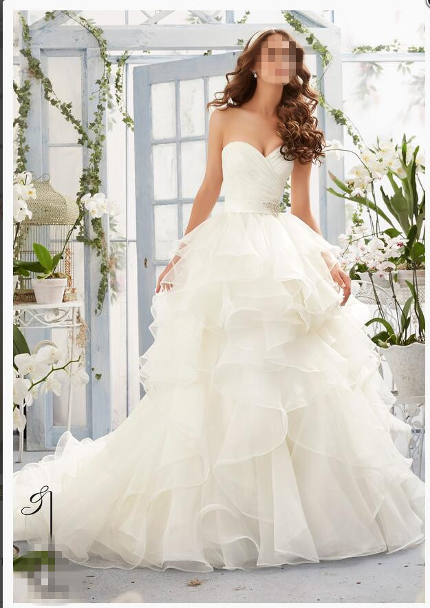 2016 Strapless Organza Bridal Wedding Dresses Wd5401