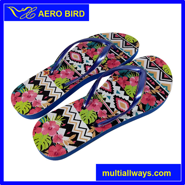 Digital Printing Double Color Strap PE Slippers (BF15006-Purple)