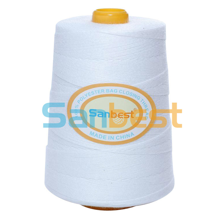 Spun Polyester Bag Closing Thread in Raw White 20s/6