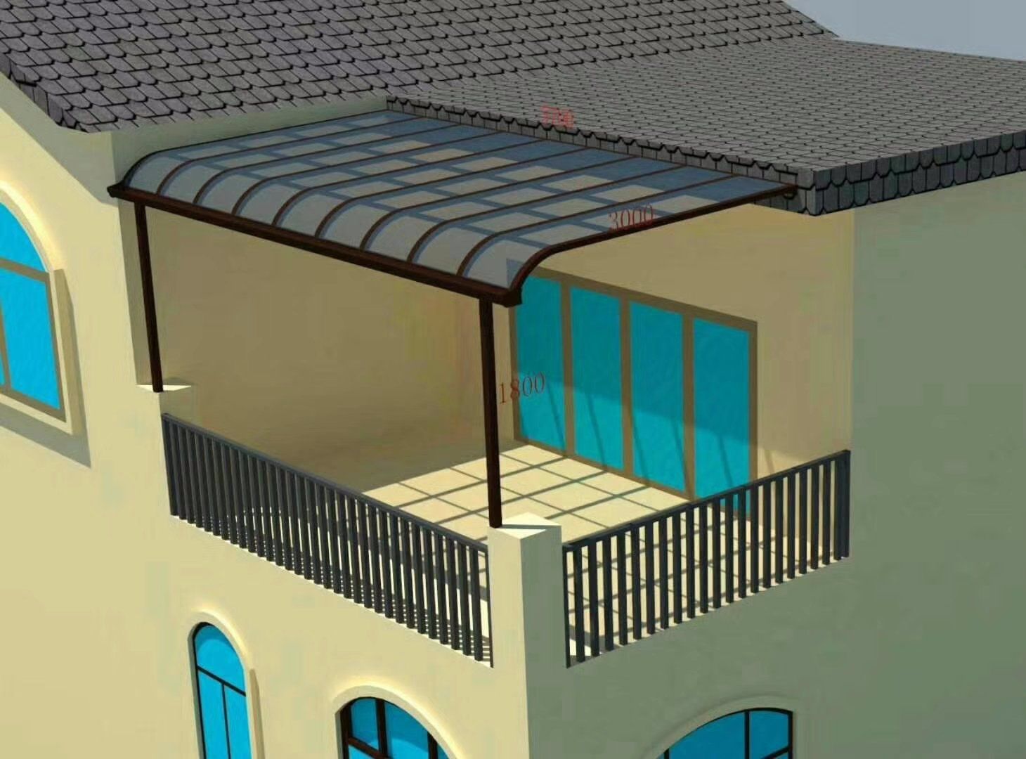 Polycarbonate Sun Shade Awning for Balcony with Aluminum Frame