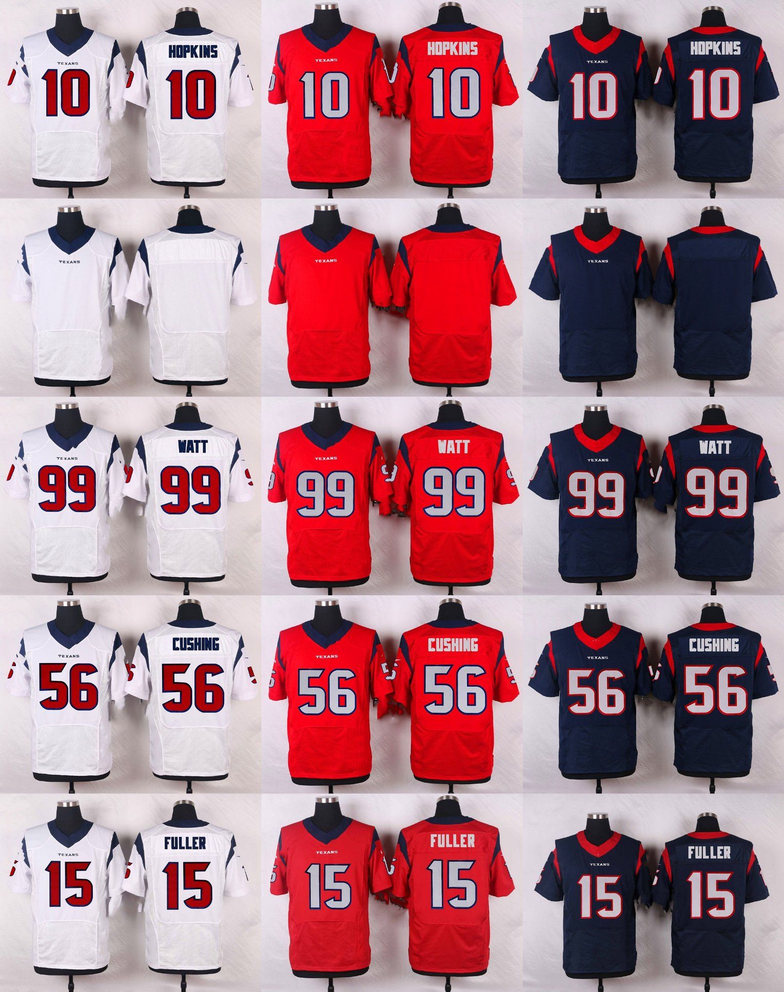Houston Blank Hopkins Will Fuller Brian Cushing Watt Football Jerseys