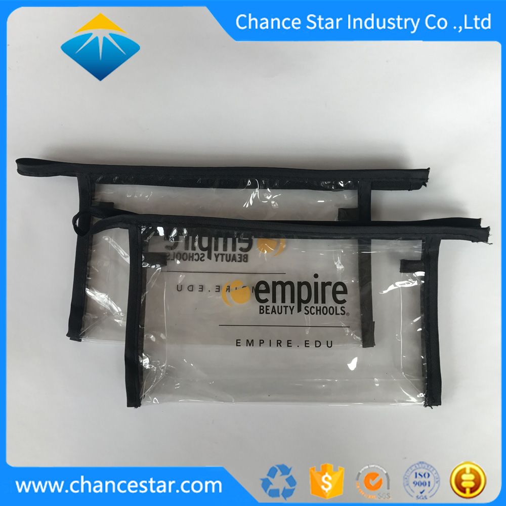 Custom Printed PVC Zipper Bag with Fabric Edge