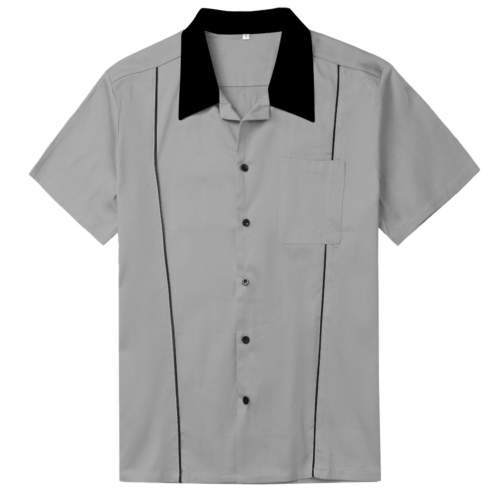 High Quality New Grey Color Design of American Style Bowling Shirts