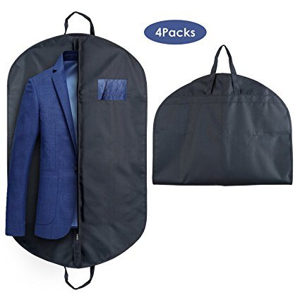 Garment Bag Covers Folding Zipped Dark Blue Suit Bag with Clear Window