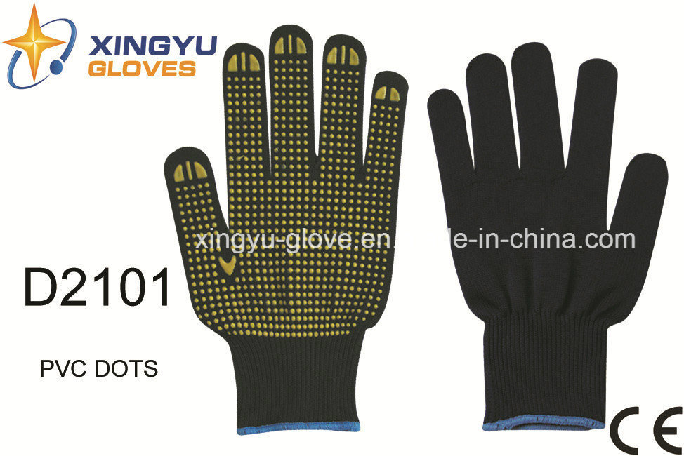 Polyester Shell PVC Dots Safety Work Glove (D2101)