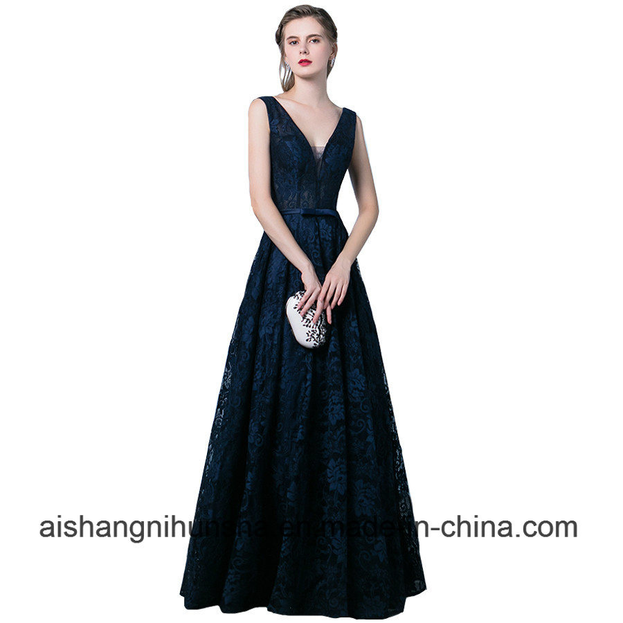 Women Banquet Long Lace Floor-Length Elegant Party Prom Dress