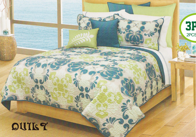 New Printed Microfiber Quilt & Sham Set